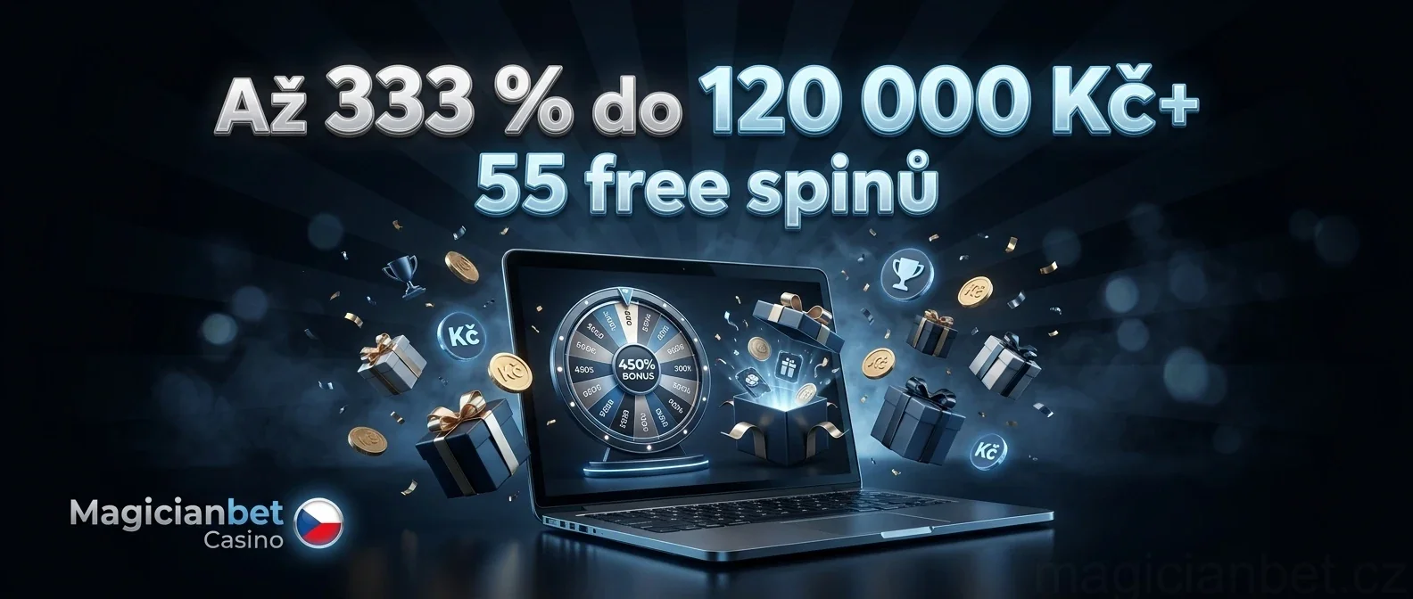 Až 333 % do 120 000 Kč+ 55 free spinů